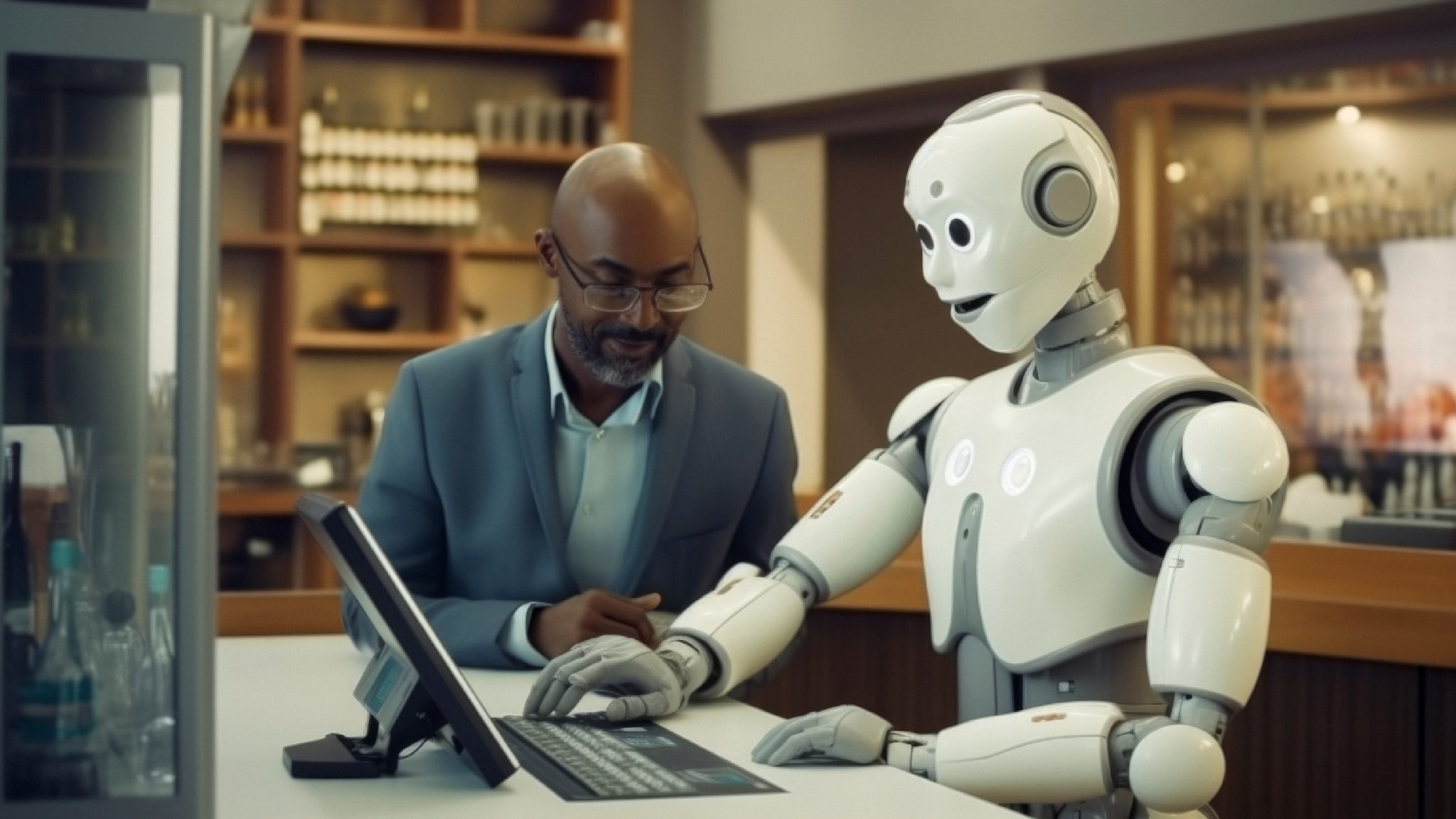 Pilsētas dome pieņēma darbā robotu kā valsts ierēdni. Rezultātā, pēc gada darba, viņš izlēca no kāpnēm.