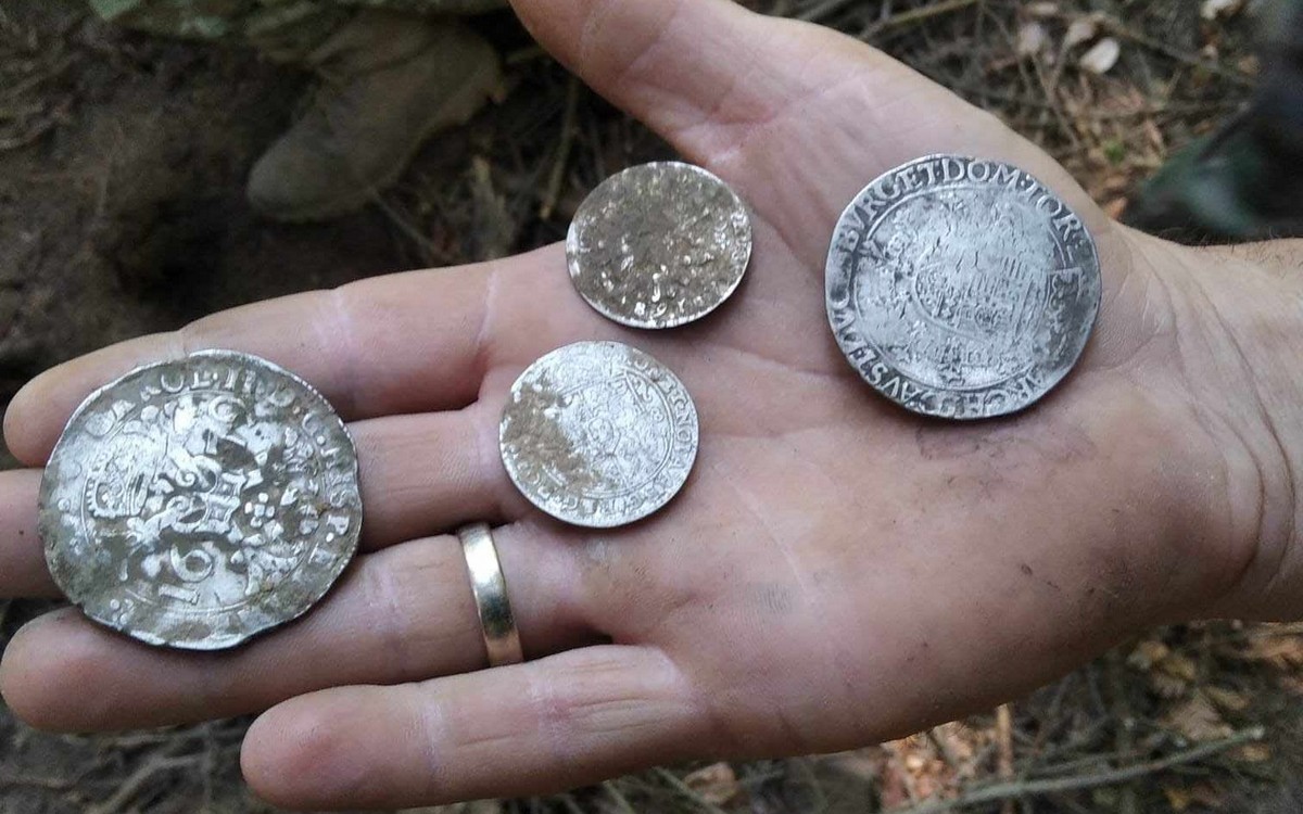 Tēvs un dēls, pastaigājoties Polijas mežā, atrada 17 XVII gadsimta monētas: dārgumu, kura vērtība pārsniedz 100 000 eiro.