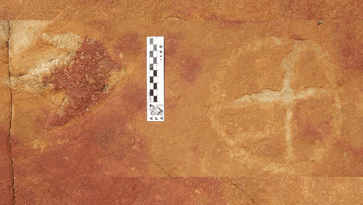 Atklājums, kas pārsteidza zinātniekus: blakus dinozauru pēdām atrastas 9000 gadus vecas klinšu zīmējumi